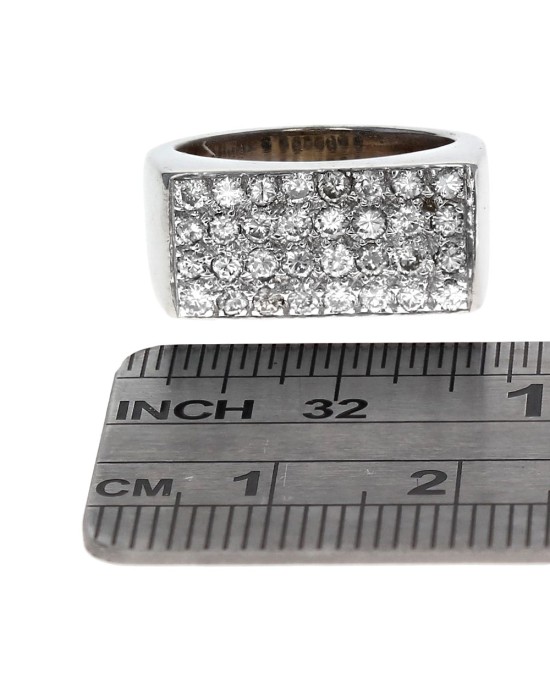Pave Diamond Rectangle Shaped Ring in White Gold